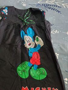 Mickey Mouse Printed Black Top
