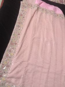 LIGHT PINK  EMBROIDED SAREE WITH BLOUSE AND PATICO