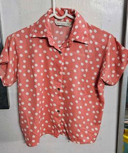 Coral Polka Dot Crop Top