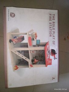 Fire Station Playset, Wooden Dollhouse Kid’s Toy,