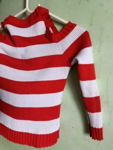 Crop Top White And Red
