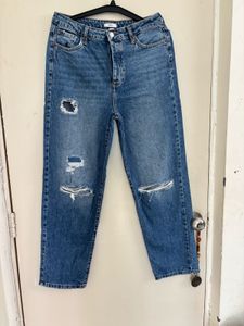 FOREVER 21 RIBBED DETAILED HIGH WAIST JEANS