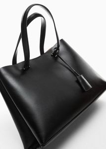 Mango Solid Minimalist Black Tote Bag