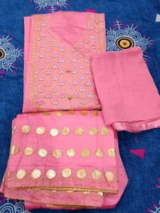Unstiched Pink kurti set
