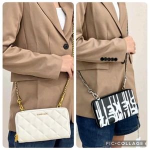 CHARLES &amp; KEITH QUILTED SLING WALLET WD CHAIN