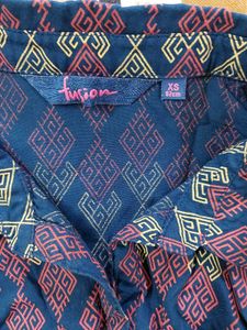 Patterned Sleeveless Casual Dress (Size-XS)