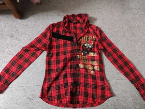 Checkered Skull detail Punk Shirt
