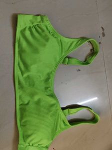 Neon Green Ribbed Sports Bra
