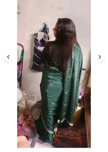 New  Green Saree With Attached Blouse Piece