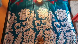 Beautiful Blue Saree With White Design