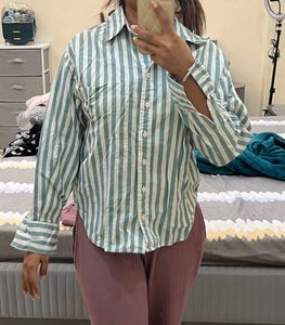 Green Striped Formal Shirt