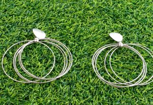 Hoop Earring 1Pair Silver ,7cm With 5 Rings