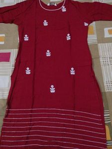 Maroon Embroidered Kurti