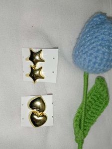 Gold Star &amp; Heart Earrings