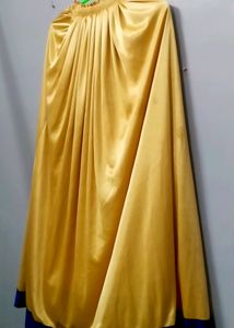 Satin Cream Skirt With Blue Border For Girls/Women&#39;s