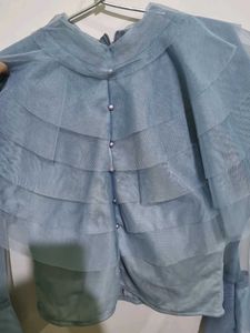 Korean Grey Top With Bell Sleeves