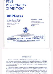 Big Five PERSONALITY Inventory Questionner Psycho