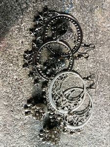 Silver Flower Statement Earrings
