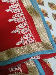 women kurta with red color dupatta