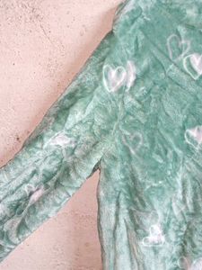PLUS SIZE Fleece Upper Long Hoodie Night Wear