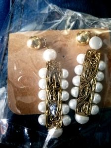 AJIO - Coiled Pearl Dangles Earrings