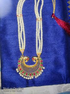 Elegant Pearl & Stone Necklace Gold Plated