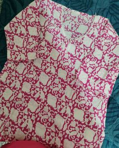 Pink Printed Casual Top