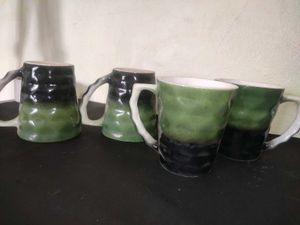 Green Ceramic Mugs (Set of 4)