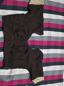 Blouse Coffee Brown With Border Of Cream Design