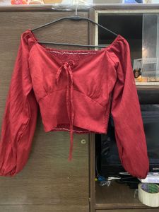 Red Long Sleeve Padded Top