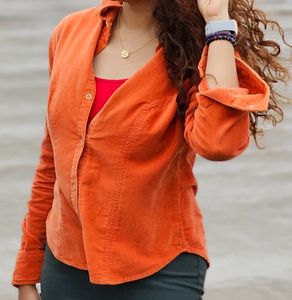 Corduroy Shirt/Jacket: Orange: Large