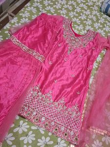 Pink Embroidered Sharara Suit