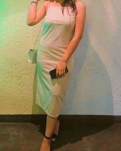Elegant Slip Dress In Beige Color