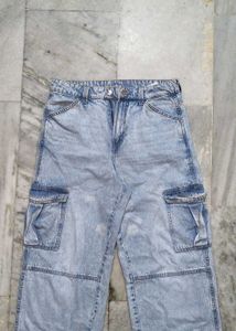 H&amp;M Acid Wash Cargo Jeans
