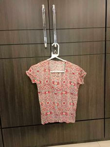 Printed V-Neck Top