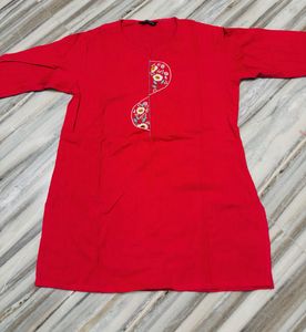 fushia embroidery kurta