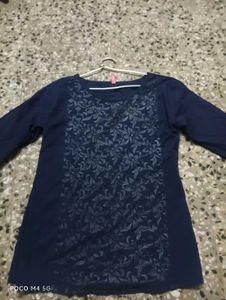 Navy Blue Floral Tunic Top