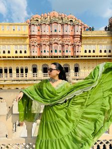 Green Embroidered Kurta Set