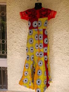 Red &amp; Yellow Patterned African style Dress