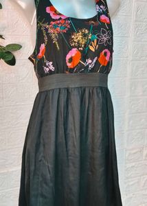 Floral Top Black Dress