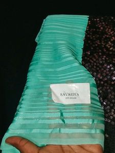 Silver Line Saree Wt Sequins Blouse Mat