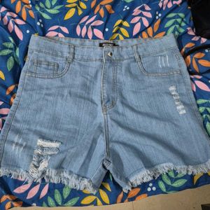 Ripped Denim Shorts