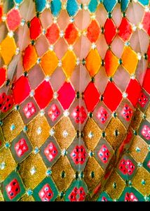 Women Net Stichted Lehenga