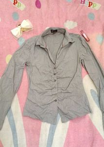 Striped Button-Down Blouse