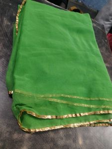 Green Dupatta with Gold Border