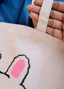 Kawaii Bunny Gingham Handpainted Totebag