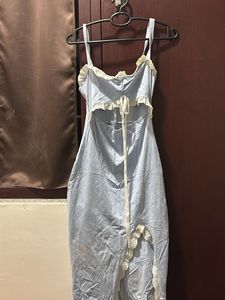 Blue Lace Trim Slip Dress
