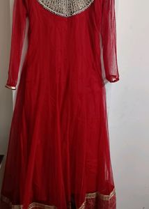 Bright Red Beautiful Anarkali Suit