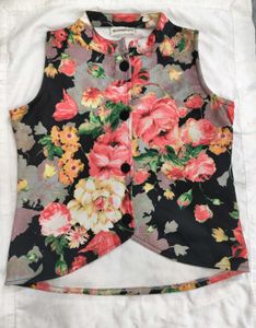 Floral Print Crop Top Jacket (Extra Sleeves)