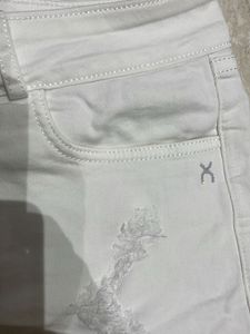 XA White Distressed Denim Shorts